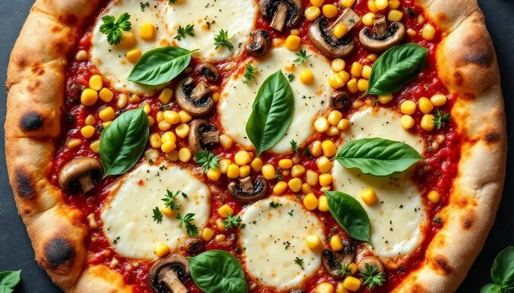 Mushroom and Corn Pizza
