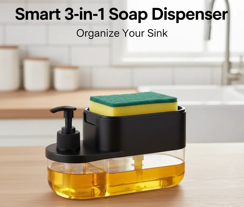 3-in-1 Soap Dispenser with Sponge Holder
